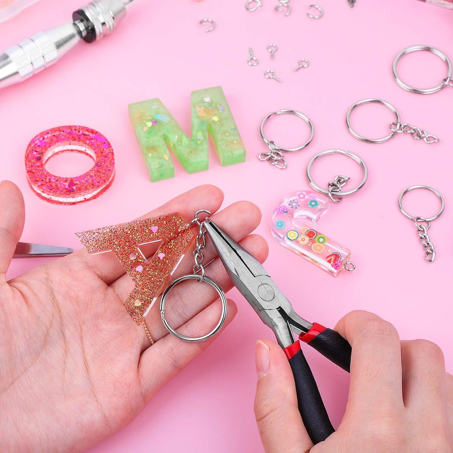 360Pcs Keychain Bulk, 120Pcs Keychain Rings with Chain and 120Pcs Open Jump Ring with 120Pcs Screw Eye Pins for Crafts and Jewelry Making