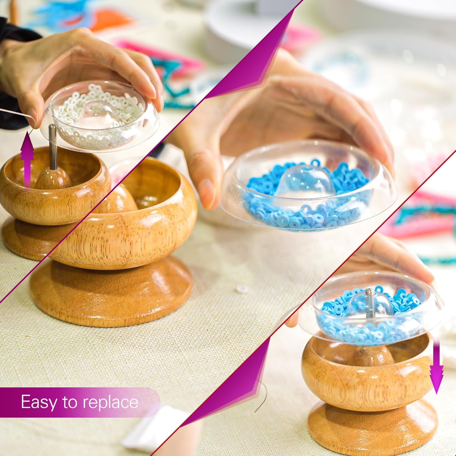 Clay Bead Spinner for Jewelry Making with 2 Big Eye Beading Needles and 1125 Clay Beads, Ideal for Bracelets and Necklaces