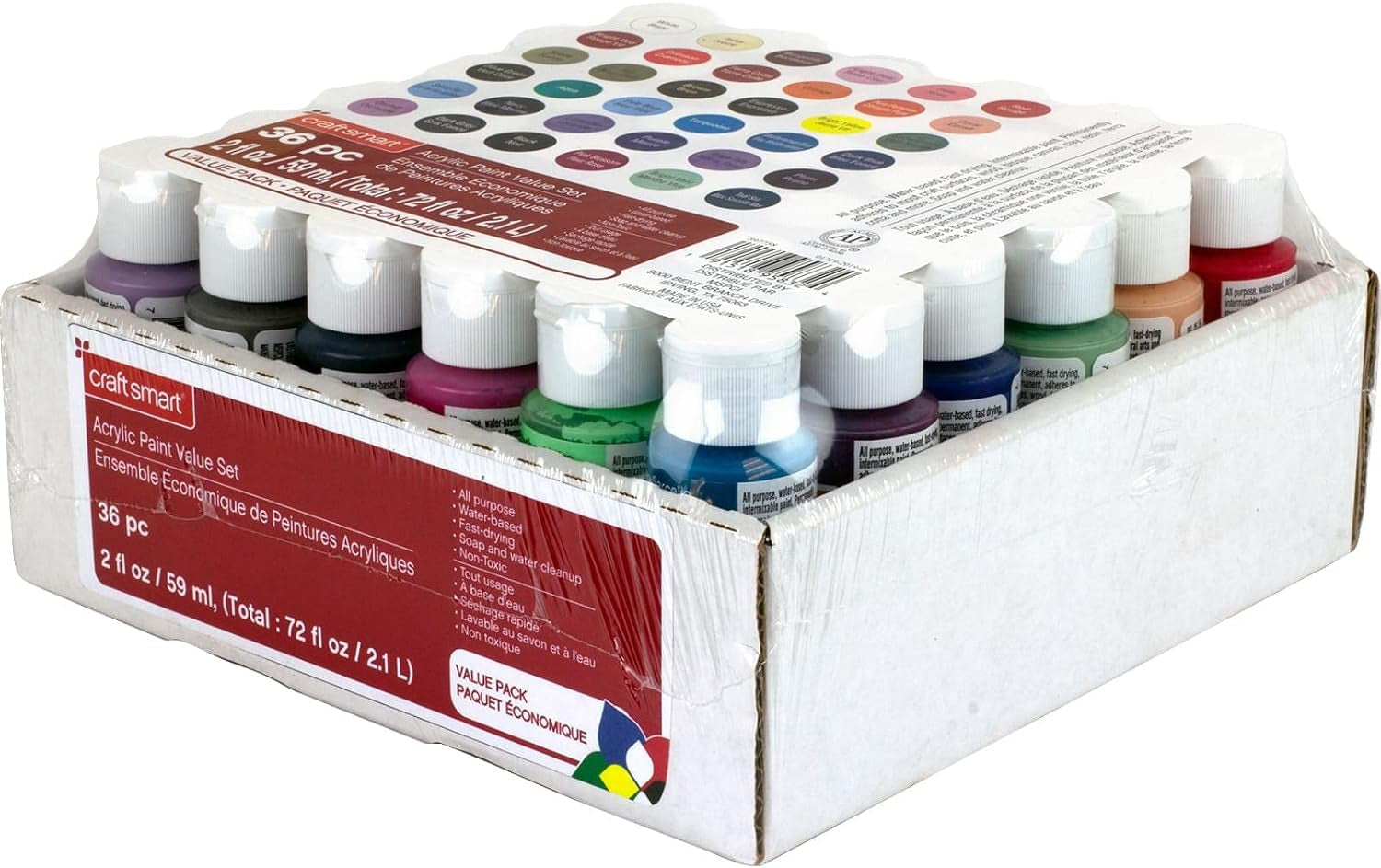 36 Assorted Acrylic Paint Set by  - Non-Toxic Paint for Drawing, Painting, Art &amp; Crafts Supplies - 1 Pack