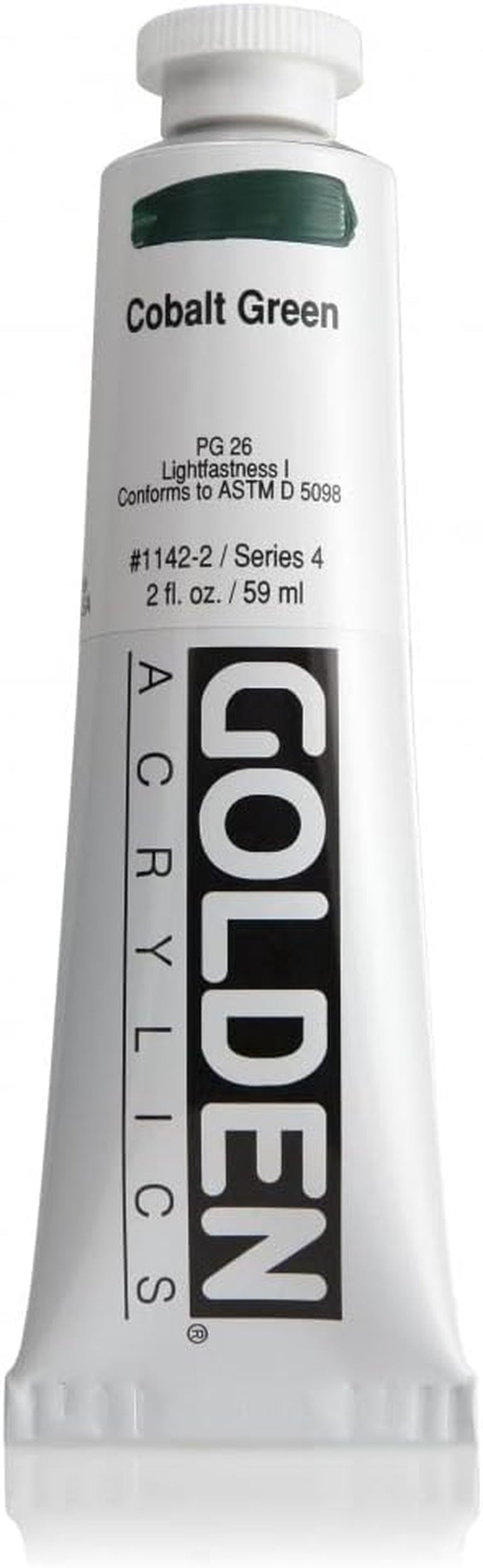 Heavy Body Acrylics by GOLDEN, Cobalt Green, 2 Fl. Oz. Tube, Professional Acrylic Paint, Semi-Opaque