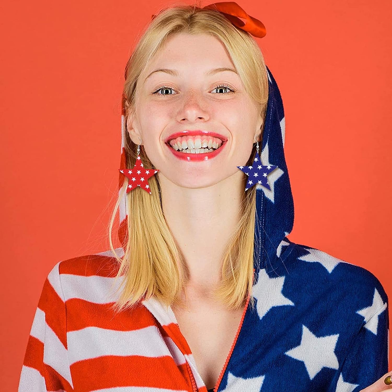 14Pcs 4Th of July Faux Leather Sheet Stars and Stripes Synthetic Leather Glitter Sequins Fabric Crafts for Patriotic Independence Day Earring Craft Bag Hair Bow DIY Gift Making, 8.3 X 6.3In