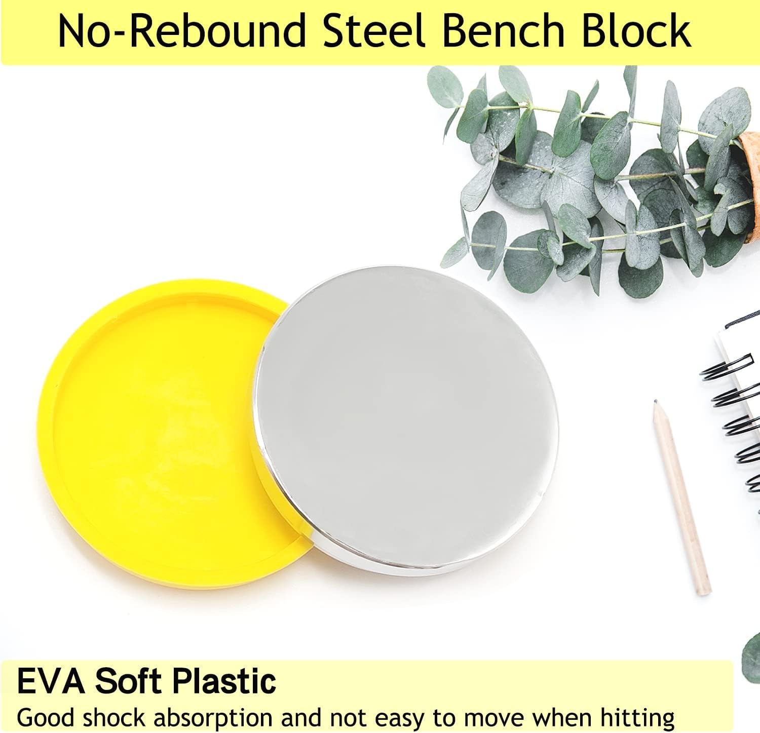 Steel Bench Block and Metal Stamping Hammer Kit, No-Rebound Metal Bench Block, Jewelry Stamping Hammer, Jewelry Metal Stamping Tools for Jewelry Making & Metal Stamping
