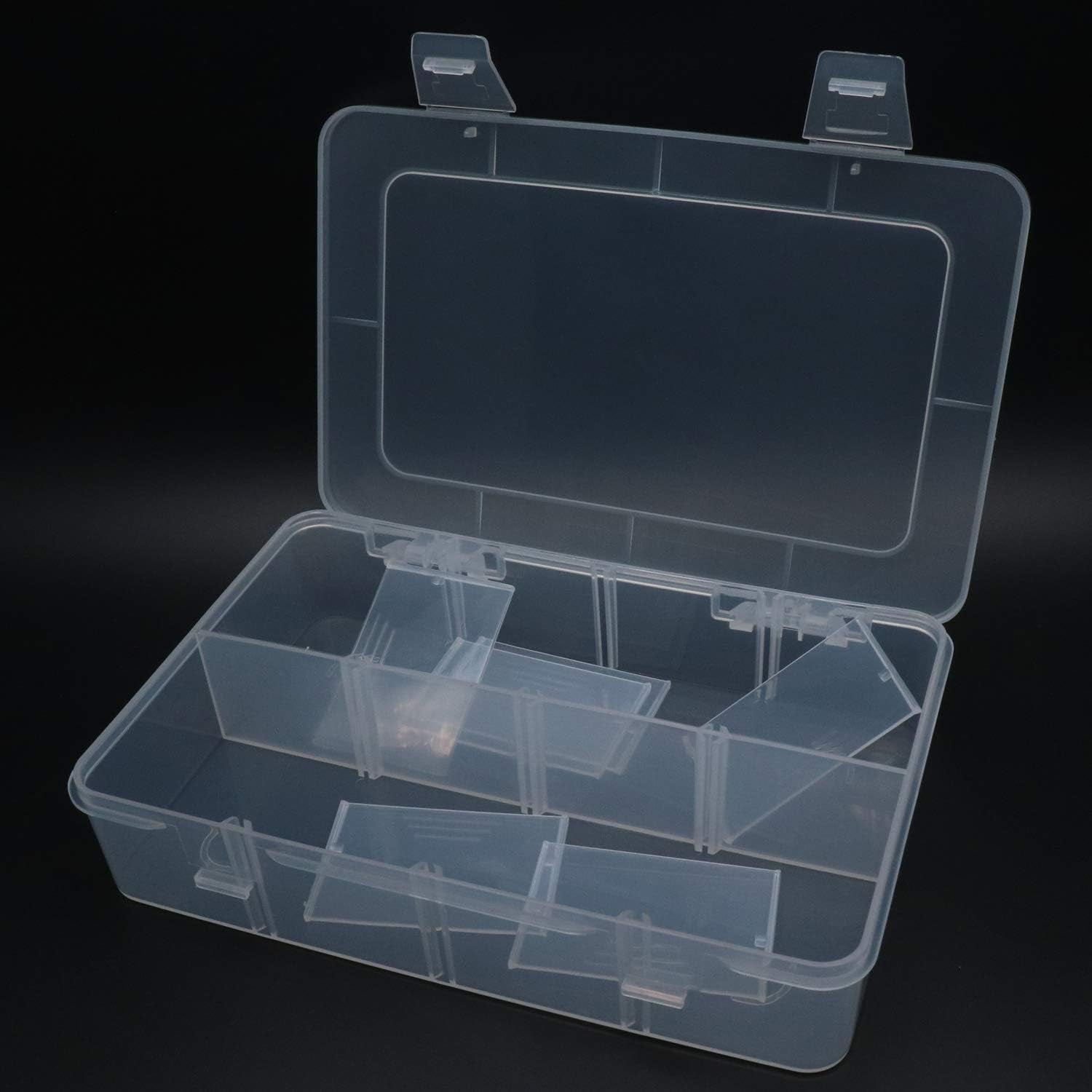 8-Grid Snack Box Container with Removable Dividers Plastic Organizer Box for Candies Snacks Electronics Jewelry Small Parts (7.3In X 4.9In)