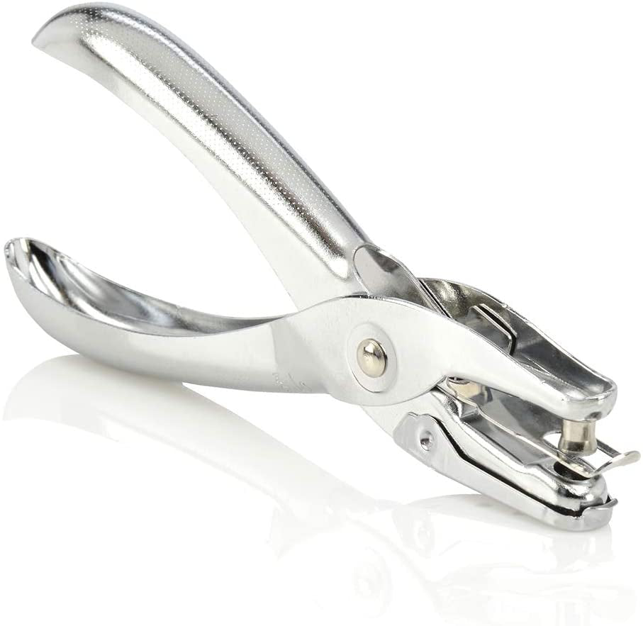 1 Hole Punch, 5 Sheet Capacity Hole Puncher, Single Hole Paper Punch, Chrome (74005)
