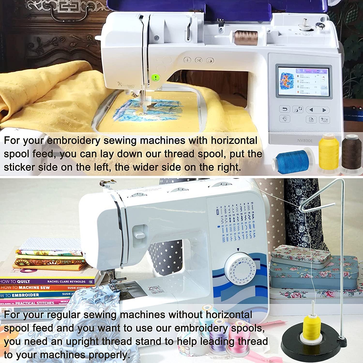 63 Brother Colors Polyester Embroidery Machine Thread Kit 500M (550Y) Each Spool for Brother Babylock Janome Singer Pfaff Husqvarna Bernina Embroidery and Sewing Machines