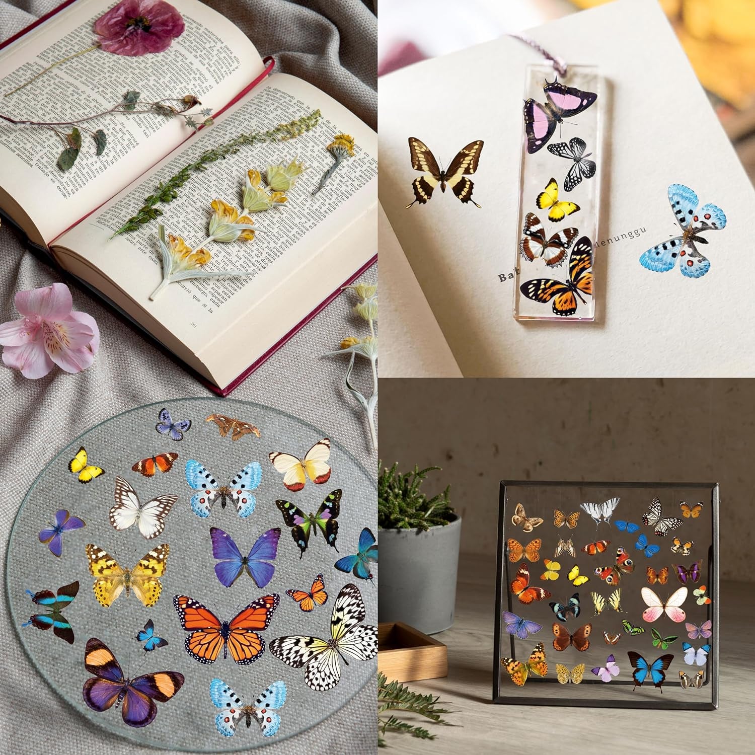 400+ PCS Realistic Butterfly Stickers, Self-Adhesive PVC Vintage Butterfly Stickers for Scrapbook, Laptop, Journal, DIY Project, Window, Envelope Spring Themed Party Decors