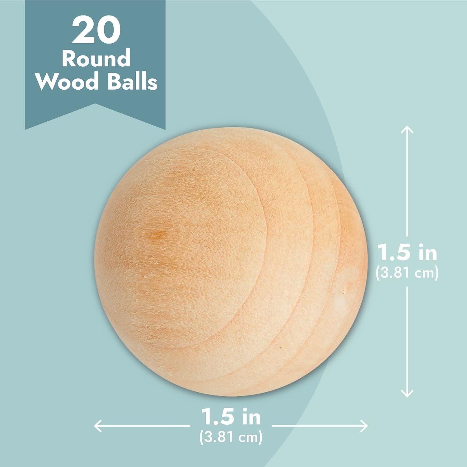 1.5 Inch Wooden Balls for Crafts, Unfinished round Wood Spheres for DIY Projects (20 Pack)