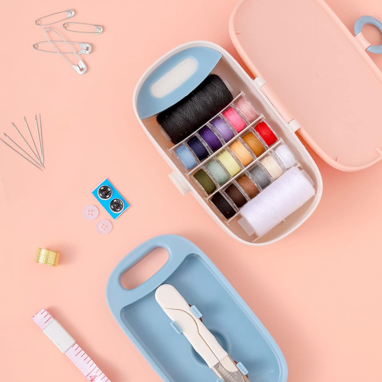 Sewing Kit, Portable Travel Sewing Kit for Adults, Needle and Thread Kit Plastic Sewing Box Small Sewing Kit Sewing Accesories and Supplies