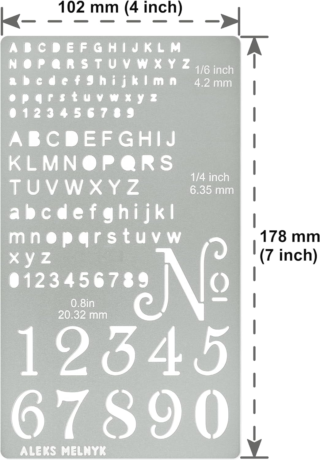 No.422 Metal Stencil, Tiny Letters, Pyrography, Wood Burning, 1 PC, Template, Engraving Wood and Patterns, Alphabet and Number, Lettering, Letting, Bullet Journaling