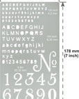 No.422 Metal Stencil, Tiny Letters, Pyrography, Wood Burning, 1 PC, Template, Engraving Wood and Patterns, Alphabet and Number, Lettering, Letting, Bullet Journaling