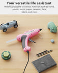 Hot Glue Gun,  Pink Glue Gun Kit Full Size, 80/200W Dual Power, ON/OFF, with 20 Transparent&10 Colored Glue Sticks(7/16"), Fast Preheating Heavy Duty Glue Gun for Crafts, DIY, Arts, Home Repair