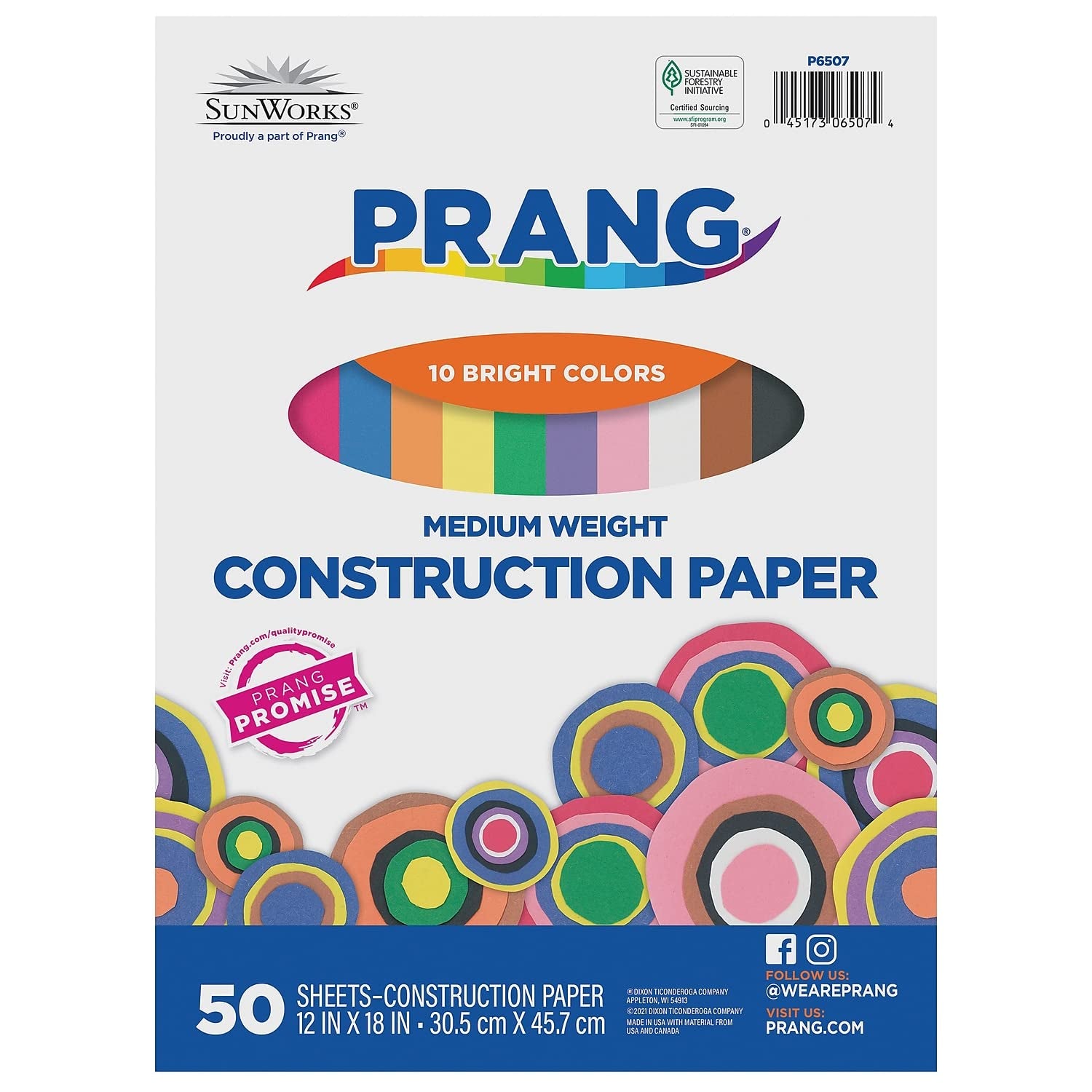 Prang (Formerly ) Construction Paper, 10 Assorted Colors, 12" X 18", 50 Sheets