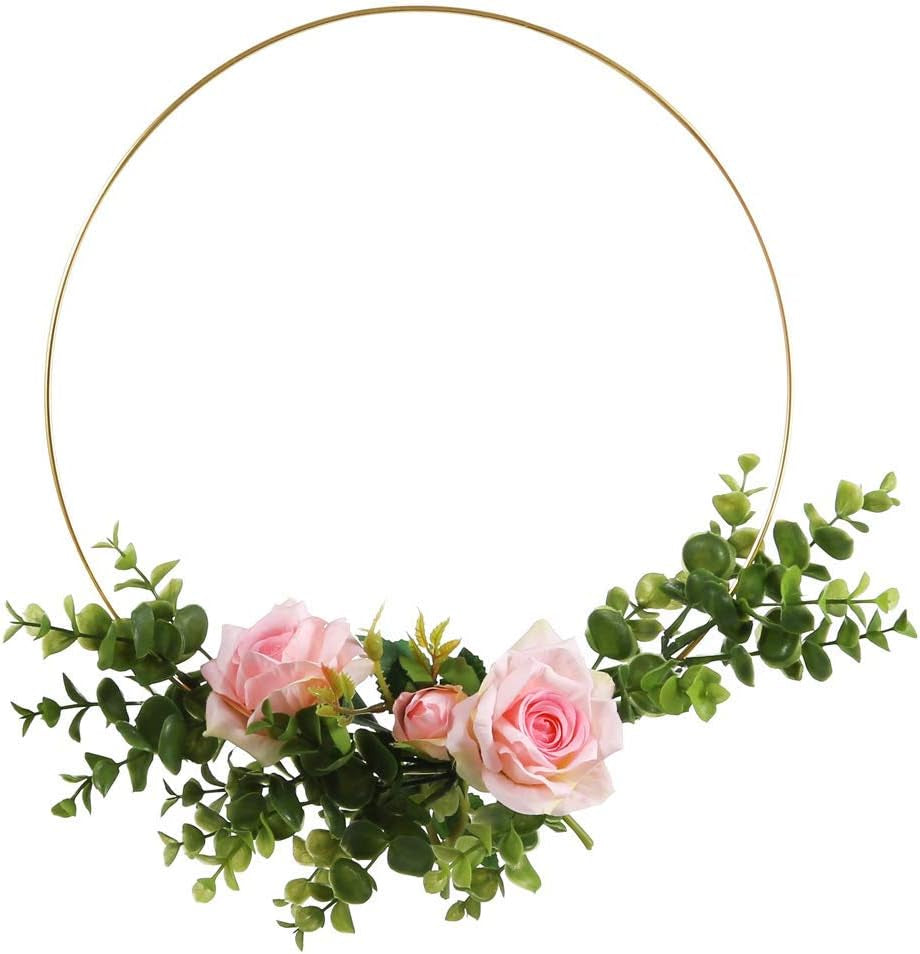 10 Pack 12 Inch Large Metal Floral Hoop Wreath Macrame Gold Craft Hoop Rings for DIY Wedding Wreath, Dream Catcher, and Wall Hanging Craft