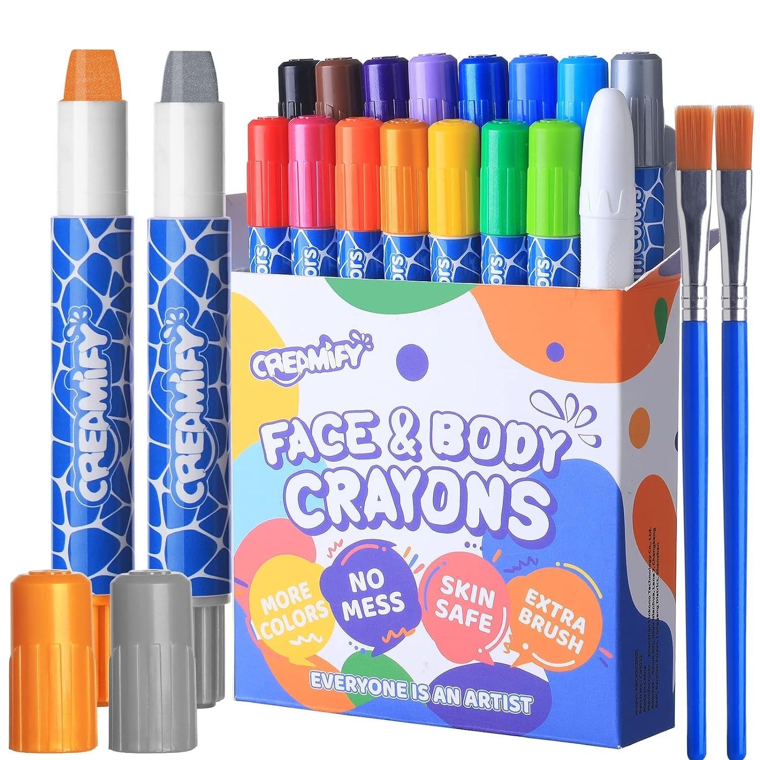 Rainbow Colors Face Painting Kits- 16 Colors Twistable Face Paint Marker Sticks with 2 Brushes, LGBT Washable Face Paint Crayons Kit, Birthday, Pride Day