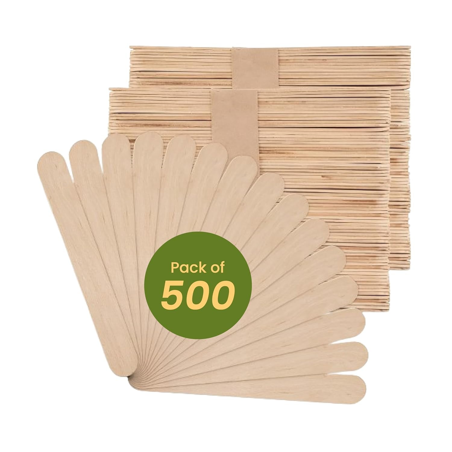 Wooden Poplar Wood Craft Sticks. Jumbo Size, 6 X 3/4, Wood, Natural Poplar Wood, 500Ct. Multipurpose Craft, Popsicles, Waxing, Arts and Crafts.
