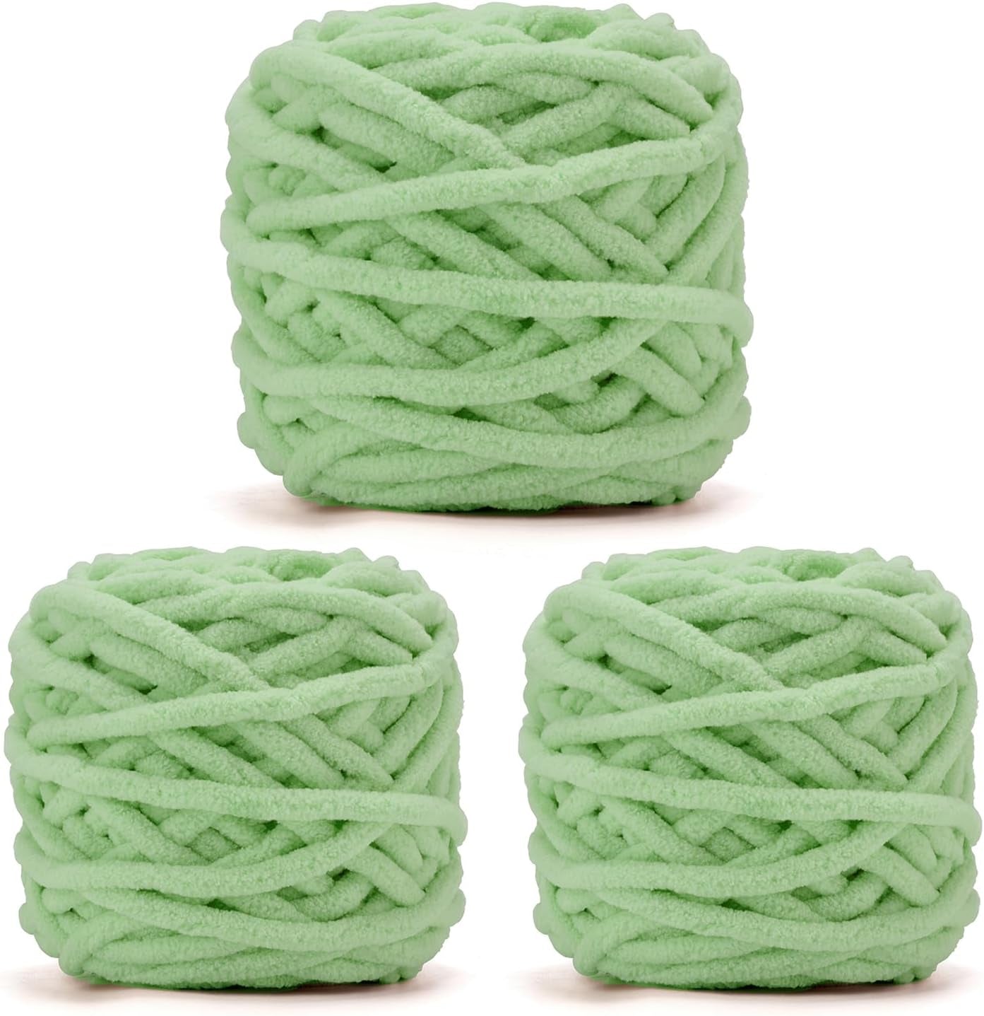 Blanket Yarn 3 Pack of 100G/3.5Oz - White Chenille Yarn 6 Super Bulky - Knitting, Crocheting &amp; Crafts Chunky Yarn