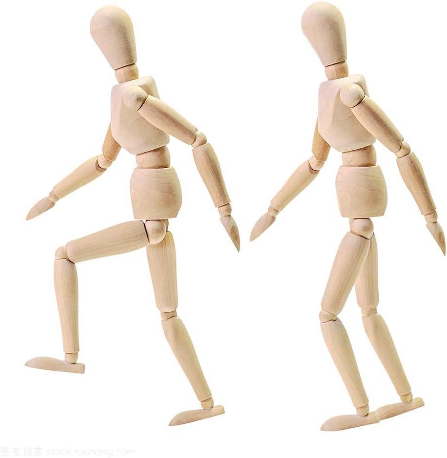 2 Pack 12 Inches Tall Wooden Mannequin Artist Manikin with Stand - Great for Drawing or Desktop Decor （Men and Women/Dad and Mom ）