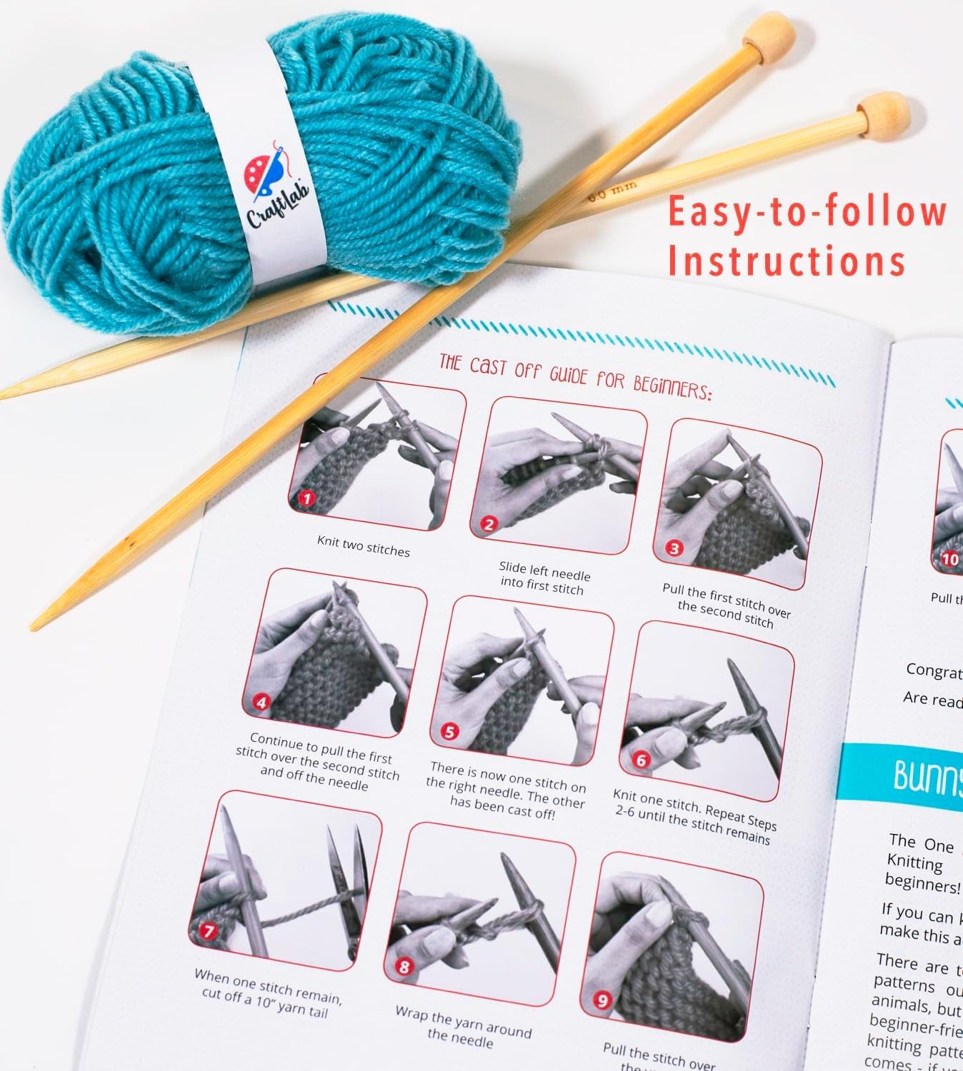 Knitting Kit for Beginners, Kids Adults Seniors Includes All Knitting Supplies: Wool Yarn, Knitting Needles, Yarn Needle and Instructions – Fantastic DIY Gift Learn to Knit Arts & Crafts Kit