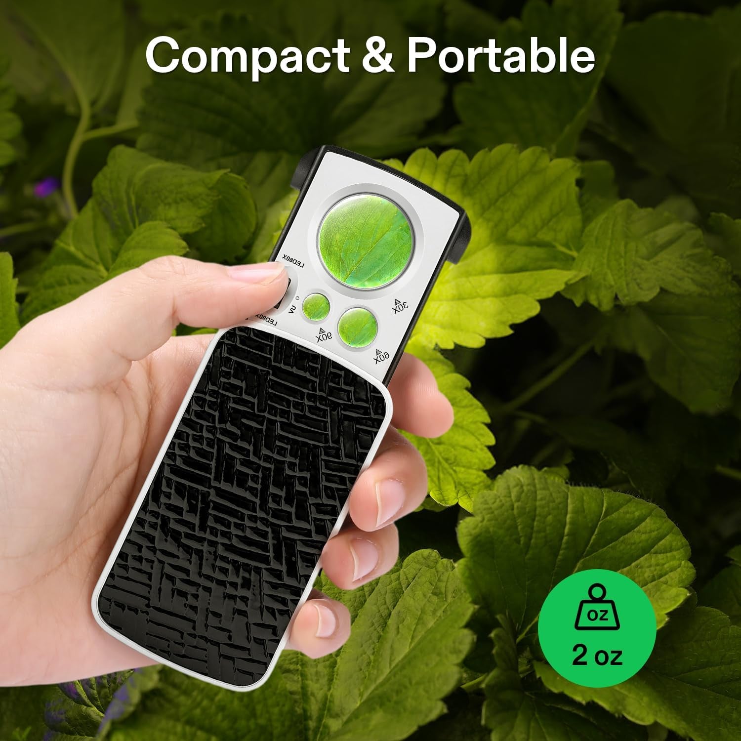 2-Pack Jewelry Loupe, Slide-Out Magnifier, 30X/60X/90X LED Lighted Eye Loupe with UV Light for Jewelry, Diamonds, Gems, Coins, Stamps, and Rocks, Black