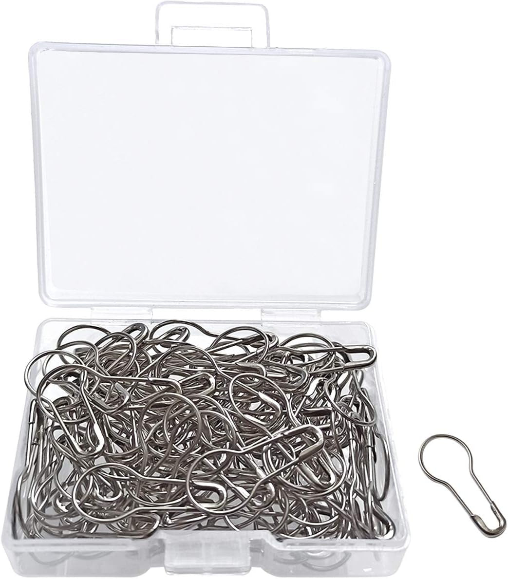 100Pcs 21Mm/0.8 Inch Small Metal Gourd Safety Pins Bulb Pin for Knitting Stitch Markers, Sewing Clothing DIY Craft Making (Silver)