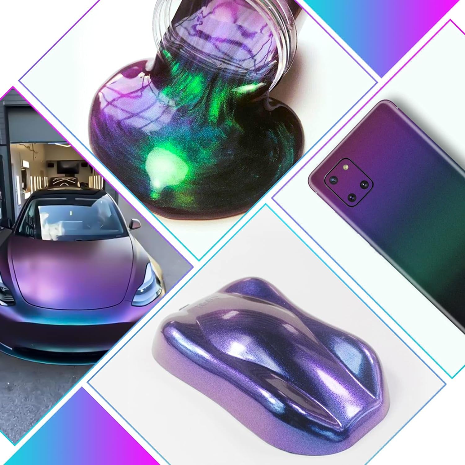 Chameleon Powder Pigment, 8 Color Changing Mica Powder for Epoxy Resin Tumblers, Update Chrome Powder for Nails Art Makeup Paints Crafts Candle Making Dye Slime Metallic