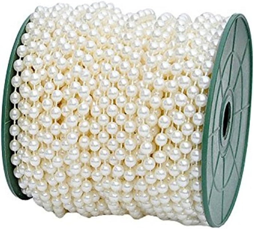 5Mm Faux Pearl Beads Garland Pearl Bead Roll Strand for Wedding Party Decoration, 99 Feet Roll (Ivory)