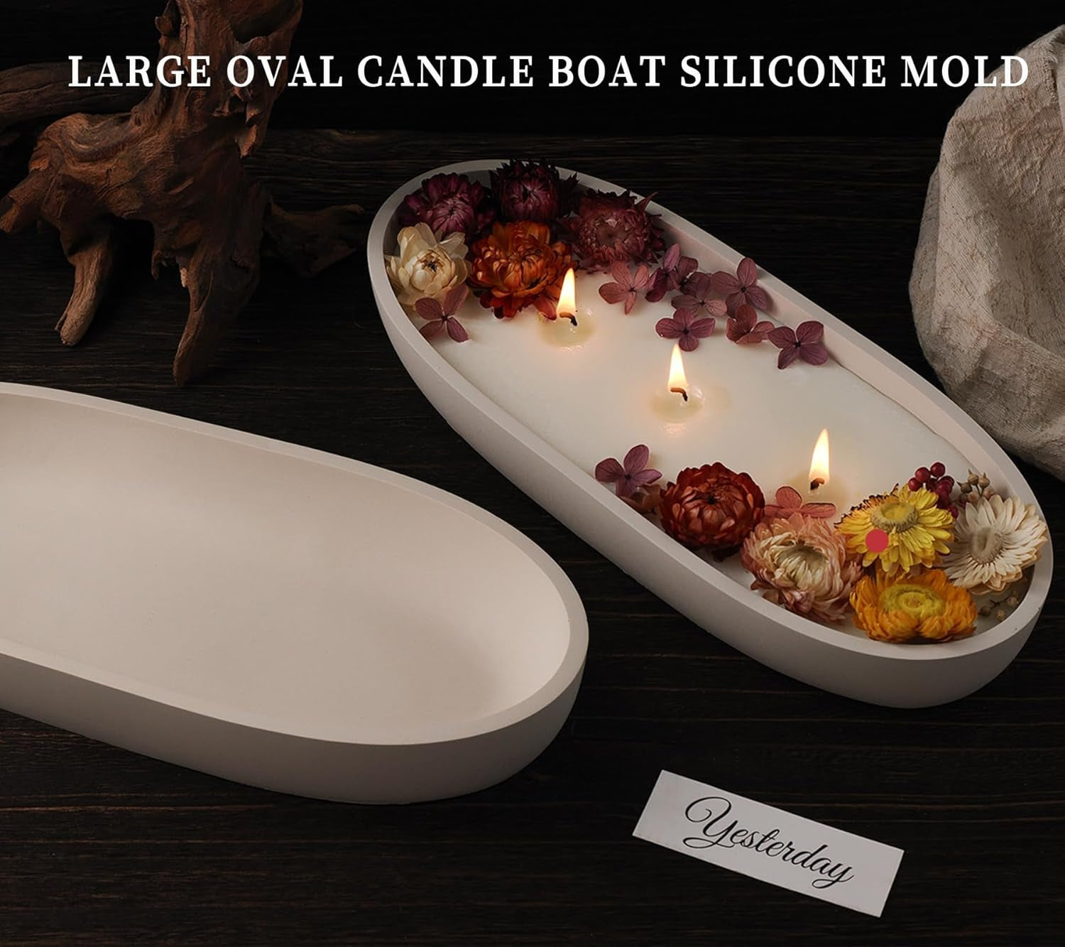 Large Bowl Resin Mold, 11.6'' Oval Bowl Silicone Molds for Resin Concrete Cement, Epoxy Casting Mold for Jewelry Makeup Storage Container Candle Boat Succulent Pot, Table Home Decoration