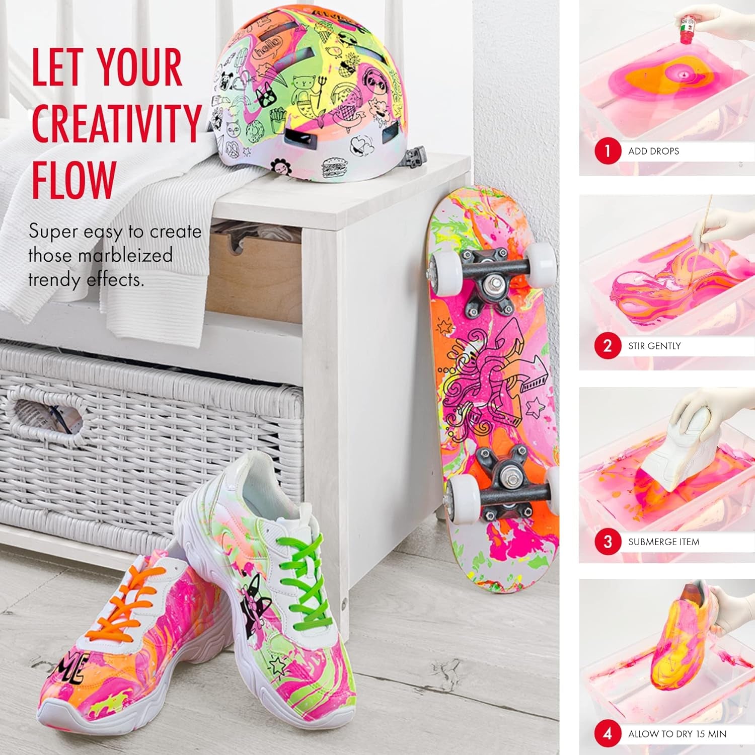 Easy Marble Paint Set - 14 Basic and Pastel Colors Marbling Paint Kit for Kids and Adults - Hydro Dipping, Tumbler Making, Paper - 2022 Release