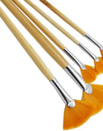 5Pcs/Set,Fan-Shaped Nylon Hair Short Wood Rod Brush Painting Drawing Supplies