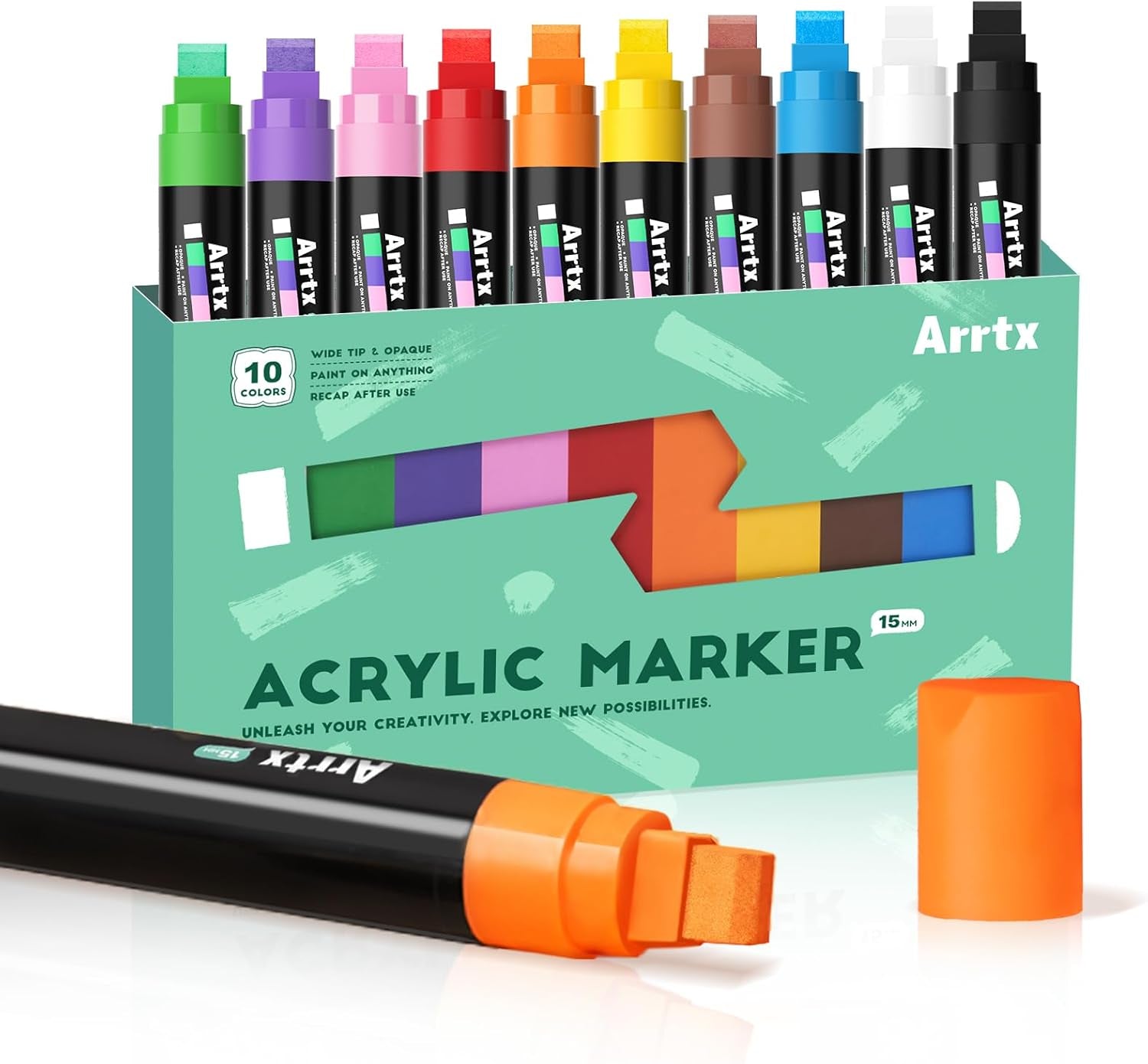 Jumbo Poster Markers, 10Mm Jumbo Felt Tip 12 Colors, Acrylic Paint Markers Permanent Paint Pens for Rock Painting, Blackboards, Windshield, Outdoor Paintings DIY Crafts Making