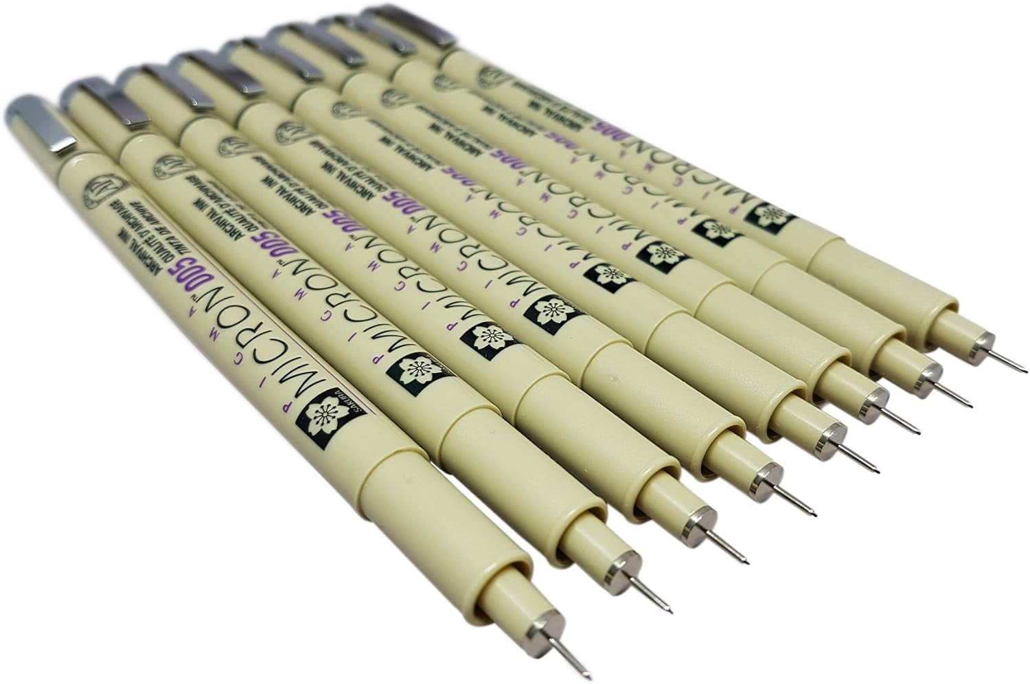 Pigma Micron Pen 005 Black Ink Marker Felt Tip Pen, Archival Pigment Ink, Fine Point for Artist Drawing Pens - 8 Pen Set