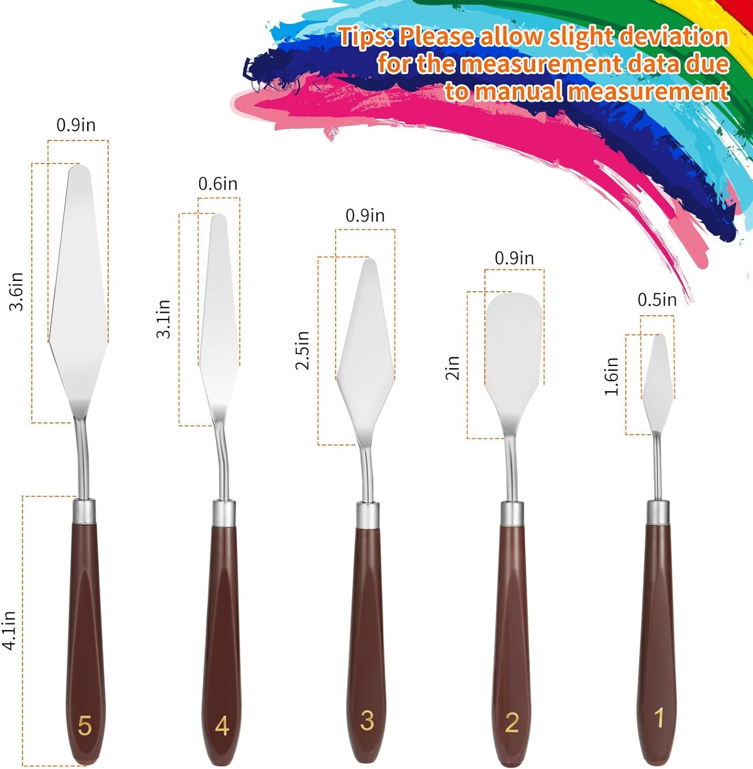 5Pcs Palette Knife,Stainless Steel Spatula Palette Knife Set, Pallet Knife,Painting Knives,Oil Painting Accessories for Oil, Canvas, Acrylic Painting by