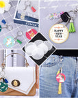 120Pcs Acrylic Keychain Blanks for Vinyl Kit Including 30Pcs Clear Acrylic Blanks, 30Pcs Keychain Tassels, 30Pcs Key Rings and 30Pcs Jump Rings for DIY Key Chain Vinyl Crafting