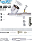 G233 Pro Set with 3 Nozzle Sets - Dual-Action Gravity Feed Airbrush with Cutaway Handle and How-To Guide
