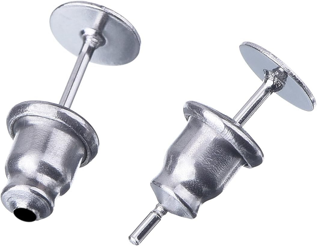 100 Pieces Stainless Steel Bullet Clutch Earrings Safety Backs and Blank Earring Pin Studs Findings Posts (Silver)