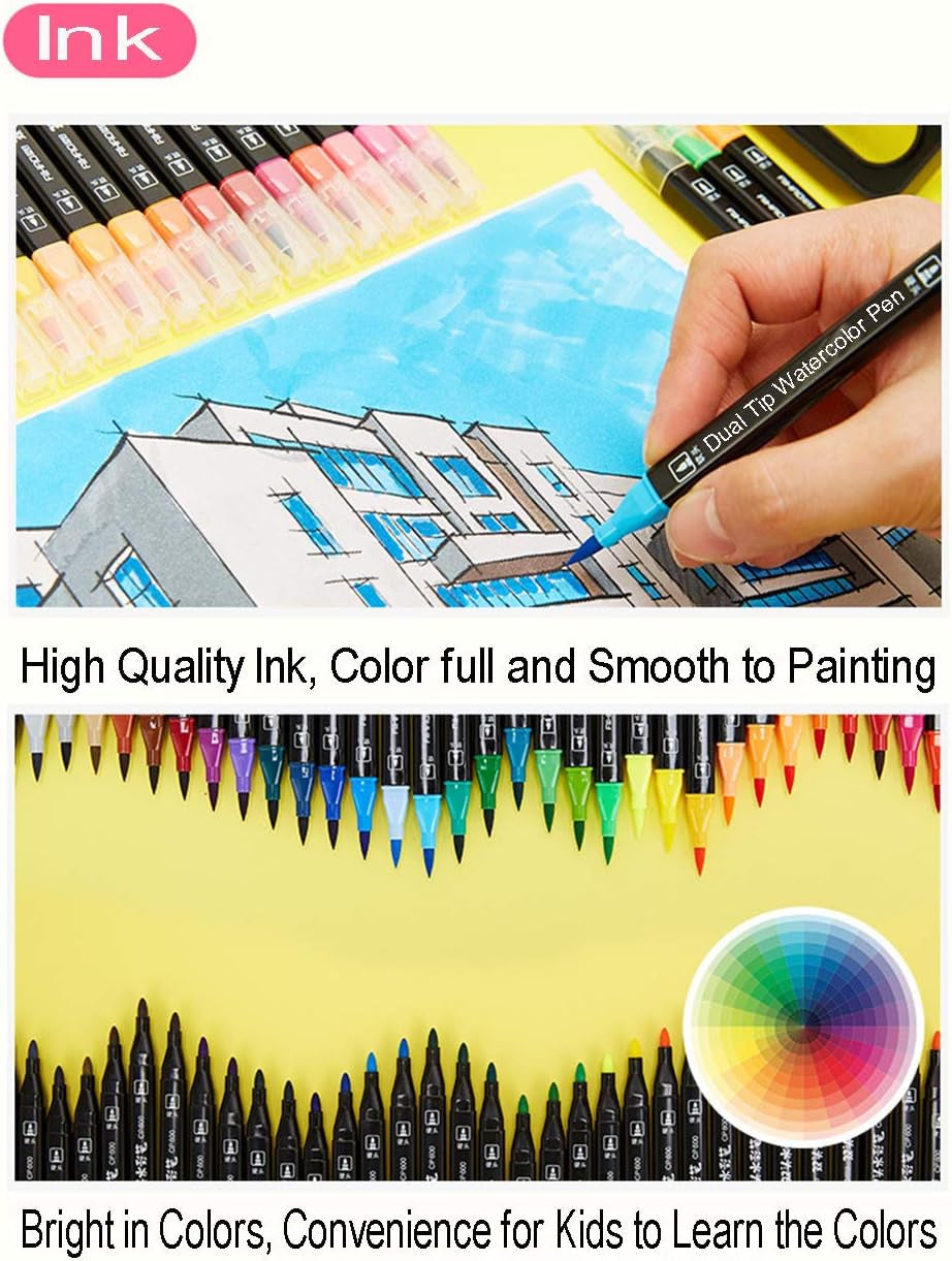 Dual Tip Markers for Kids, Washable Set, Art with Stand Portable Box, Gift for Kids (24 Colours)