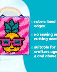 Latchkits  for Wall Hangings & Mini-Rugs - Pineapple - Craft Kit with Easy, Color-Coded Canvas, Pre-Cut Yarn & Latch Hook Tool - Perfect DIY Craft for Kids - Ages 6 and Up, Small, Multi