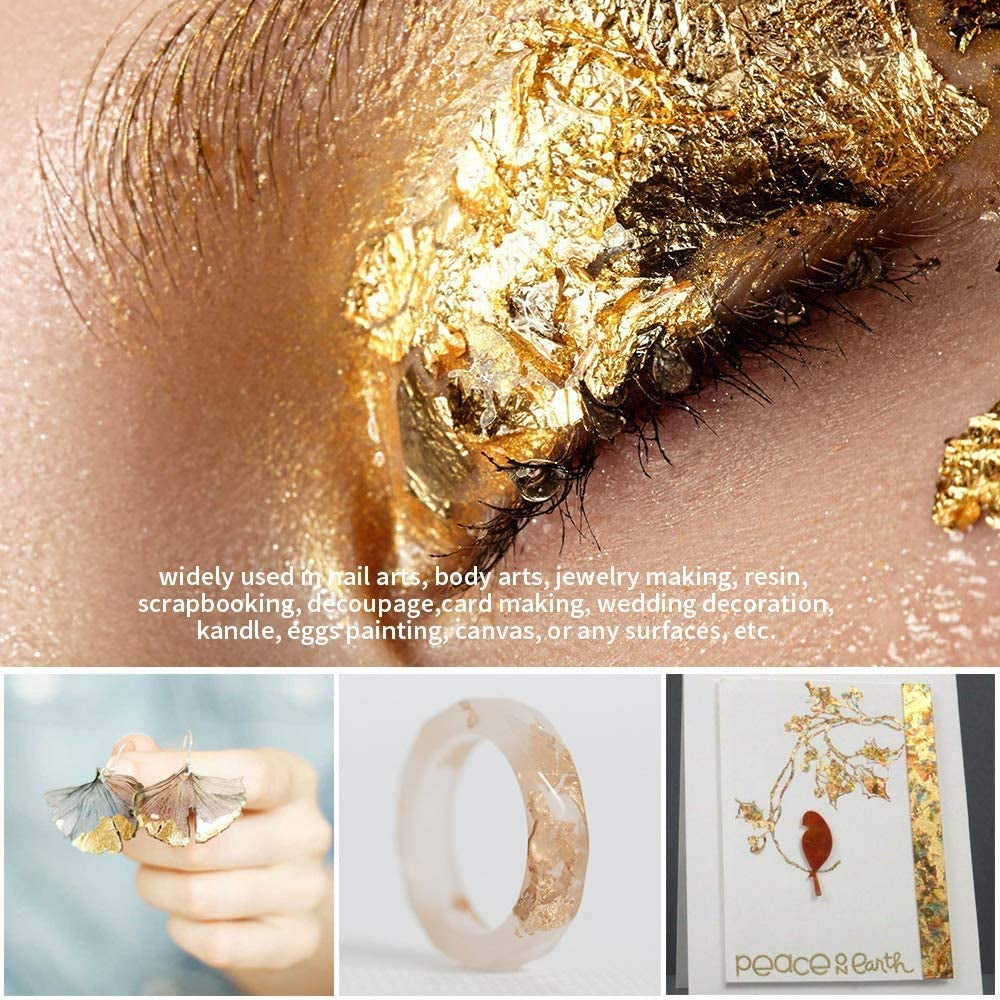500 Sheets 10 Colors Metallic Gold Foil Leaf Paper - Foil Paper Slime Decorating Gilding Furniture, DIY Nails, Arts, Crafts, Paintings