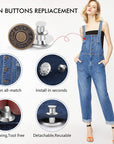 12 Sets Button Pins for Loose Jeans, No Sew and No Tools Instant Replacement Snap Tack Pant Button,  Reusable and Adjustable Metal Pants Button Tightener
