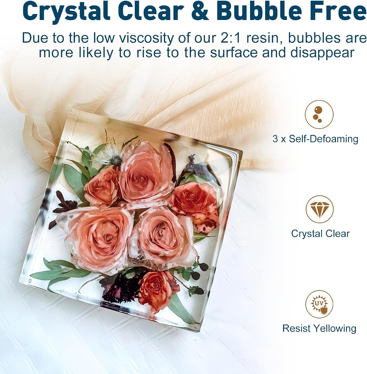 Deep Pour Epoxy Resin, 51Oz Epoxy Resin Kit for 2-4" Pour Depths, Crystal Clear & High Gloss, Bubble-Free Casting Resin for Flower Preservation, River Tables and Mold Crafts - 2:1 Mix Ratio