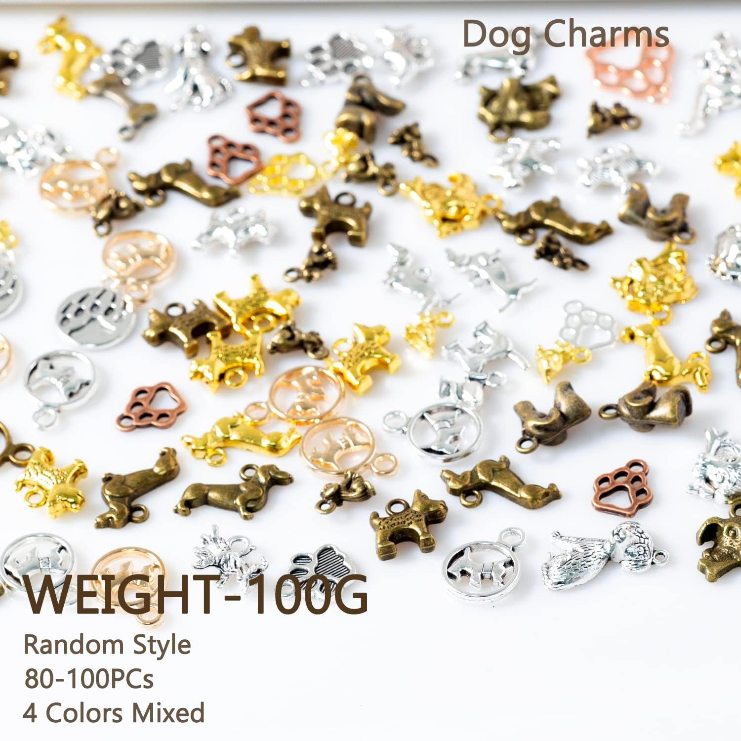 100 Gram Metal Charms for Jewelry Making, Silver & Gold, Bulk Pack for Bracelets, Necklaces, Crafts