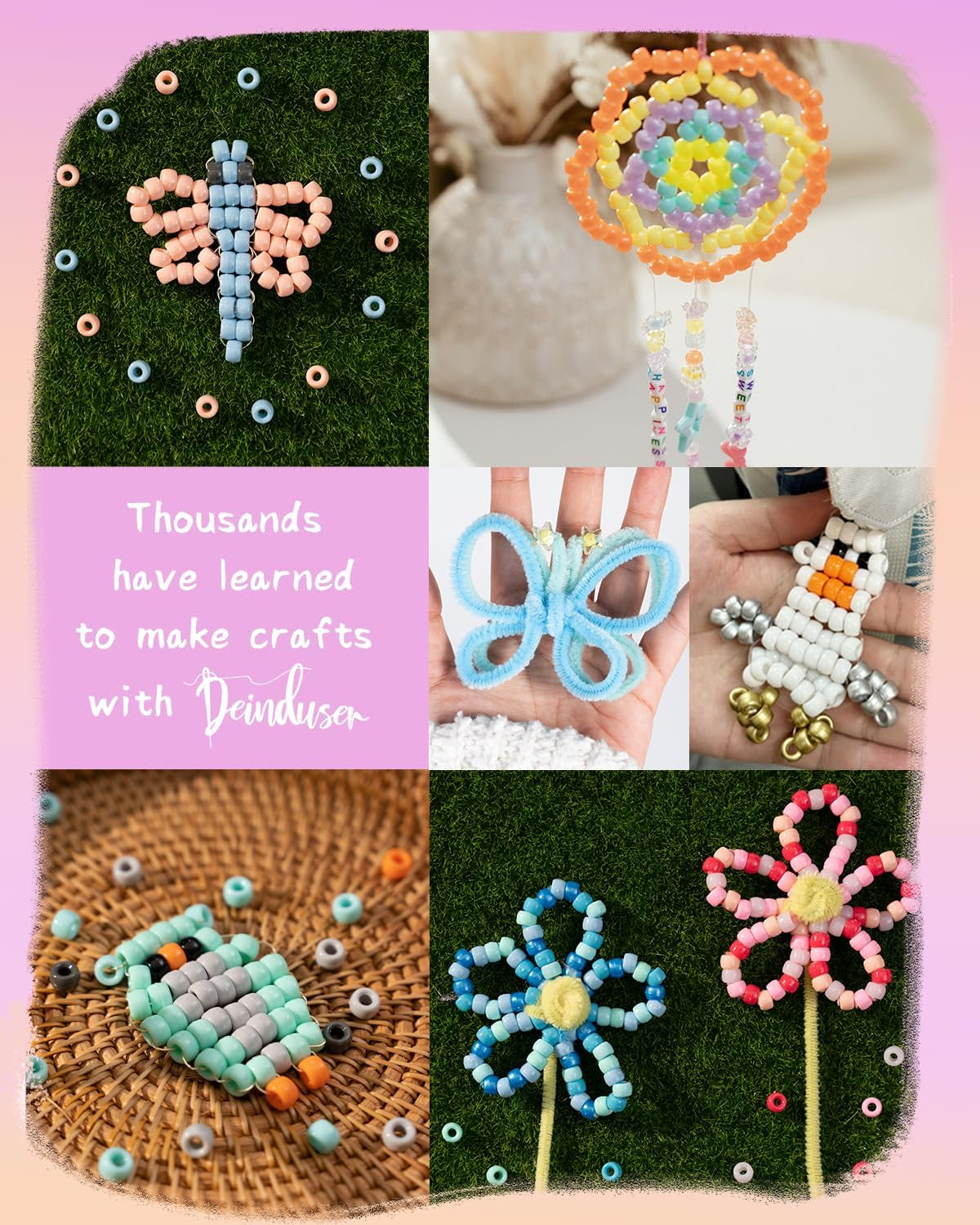 Kawaii Pony Beads Kit, Rainbow Kandi Beads and 1200Pcs Square Colorful Letter Beads, 32 Colors Plastic Craft Beads Bulk for Bracelets with 10 Beads Pipe Cleaners (Fashion Week)