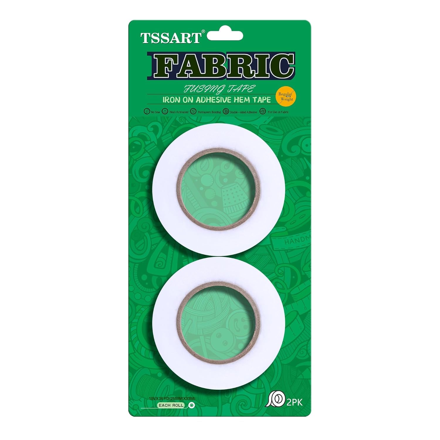 Fabric Fusing Tape - Iron on Hemming Tape, Double Sided Fusing Hem Tape Durable Adhesive for Skirts Jeans Clothes Pants Collars Curtains - White, 1 Inch Wide 72 Yard Long Total