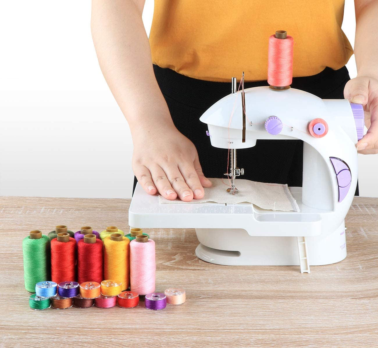 50Pcs Bobbins Sewing Thread Kit, 400 Yards per Polyester Thread Spools, Prewound Bobbin with Case for Brother Singer Janome Machine, 25 Colors