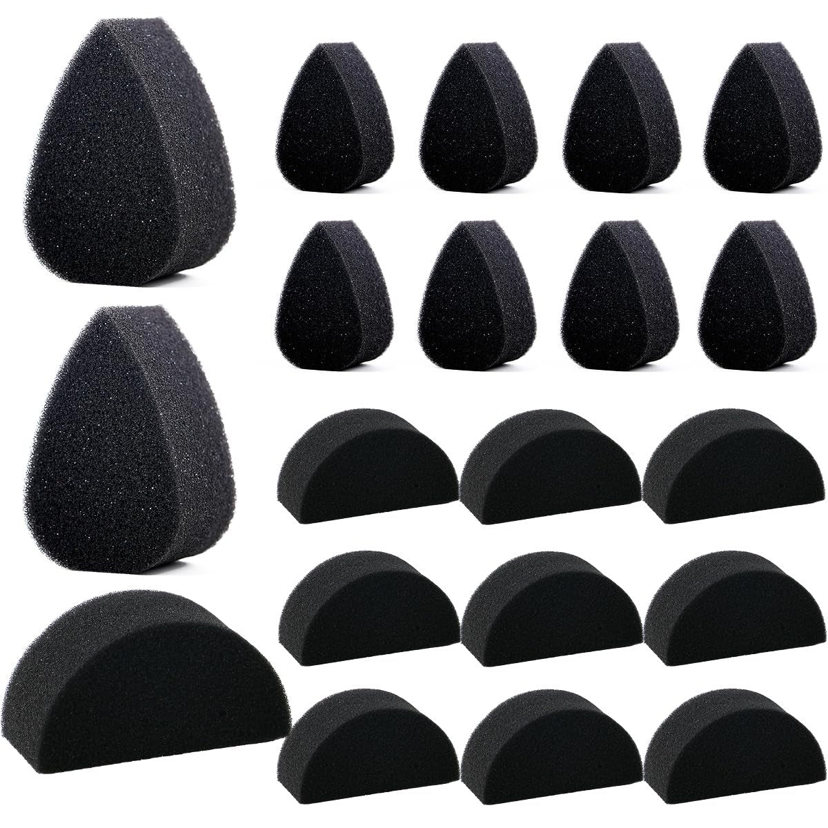 Face Paint Sponges Face Painting Black Sponges Petals High Density for Art Work and Body Paint (10 Petals + 10 Half Moon)