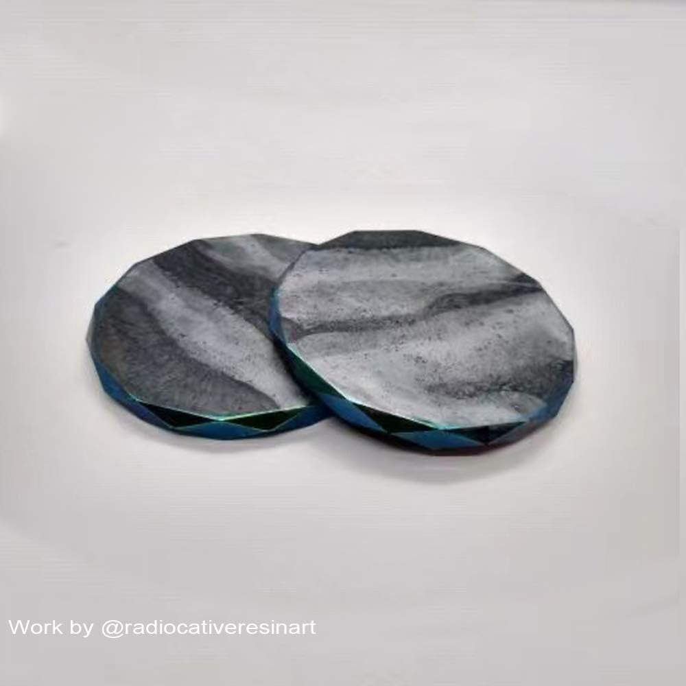 4 Pack Resin Coaster Molds, Diamond Edge Crystal Coaster Molds for Resin Casting, round Geode Coaster Silicone Molds for Epoxy Resin