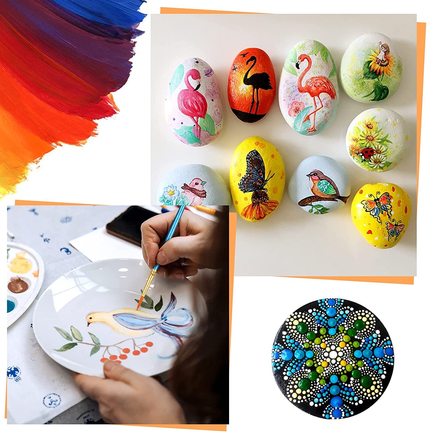 40 Pcs, Paint Brush Set for Acrylic Painting, Watercolor Brushes for Acrylic Oil Watercolor, Miniature Detailing, and Rock Painting