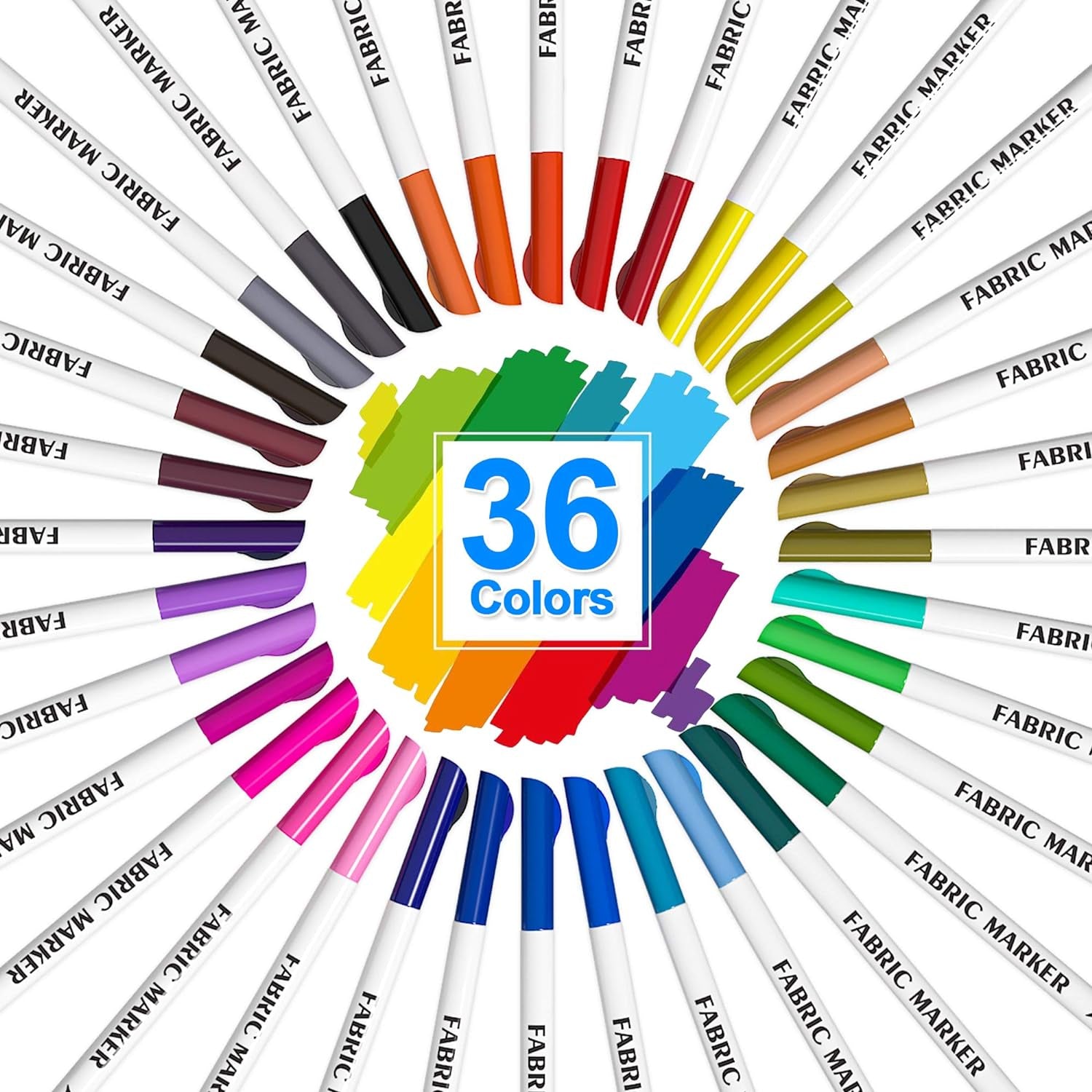 Fabric Markers, 36 Colors Permanent Fabric Pens for Writing Painting on T-Shirts Clothes Sneakers Canvas, Child Safe & Non-Toxic for Kids Adults