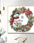 Christmas Diamond Painting Kits,Snowman Wreath Diamond Art Kit for Adults, Winter 5D Paint with Diamond Full Drill for Christmas,Wall Decor12X12