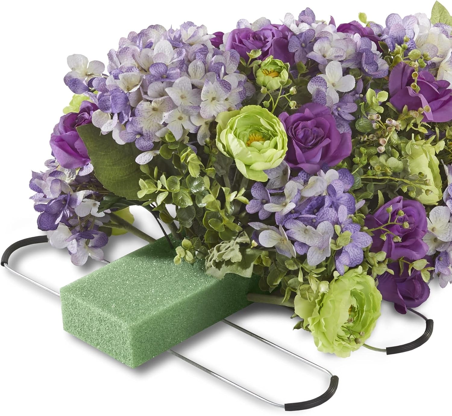 Floral Tombstone Hugger with Florafōm 2.6 Inch X 12 Inch X 17.3 Inch Green